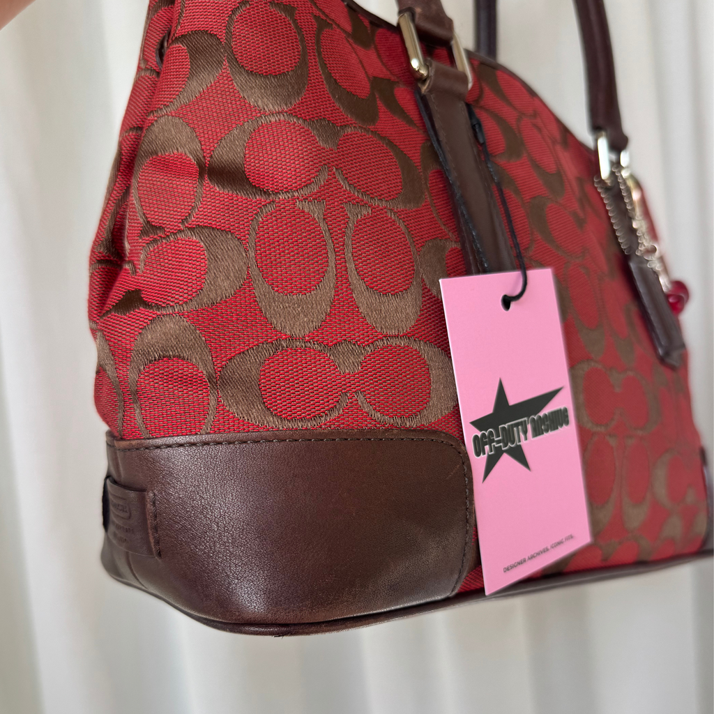 Vintage Coach Signature Jacquard Red Tote