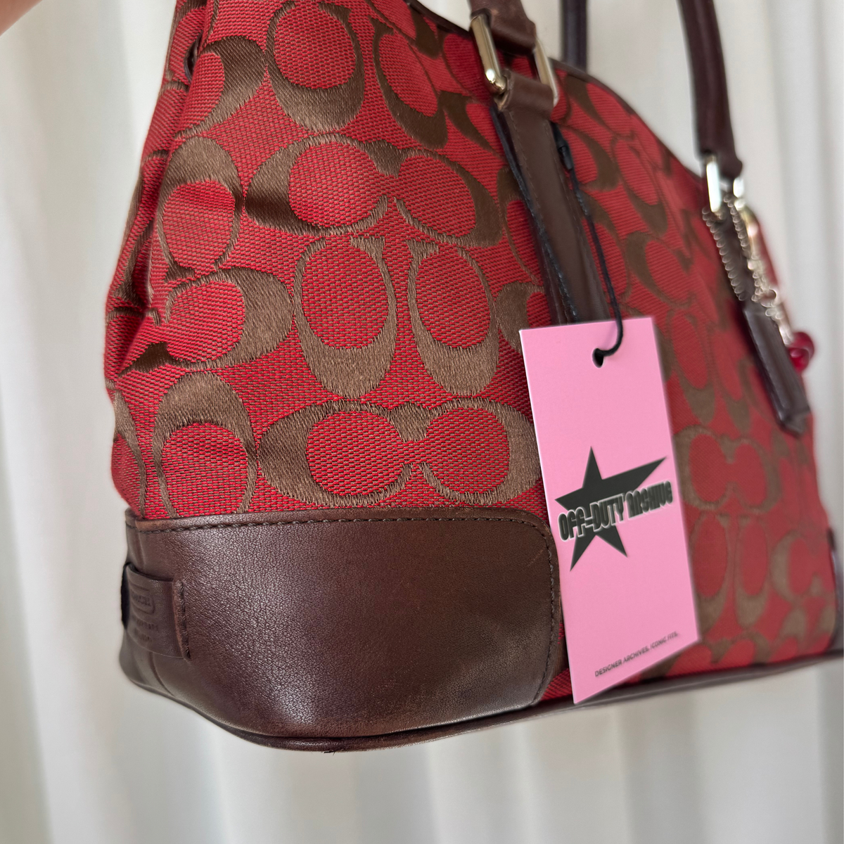Vintage Coach Signature Jacquard Red Tote