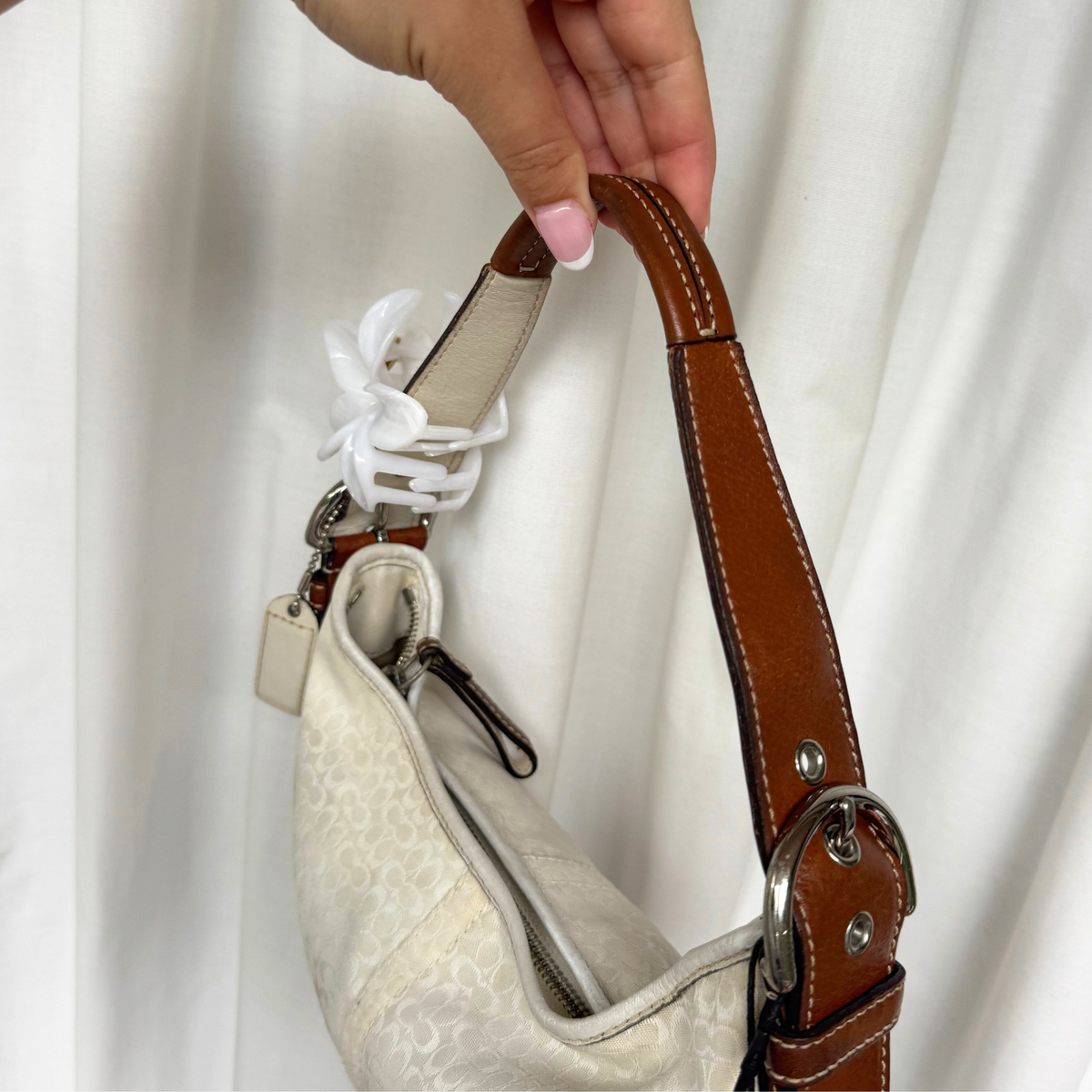 Vintage Coach Soho Hobo Small Shoulder Bag Cream - RARE