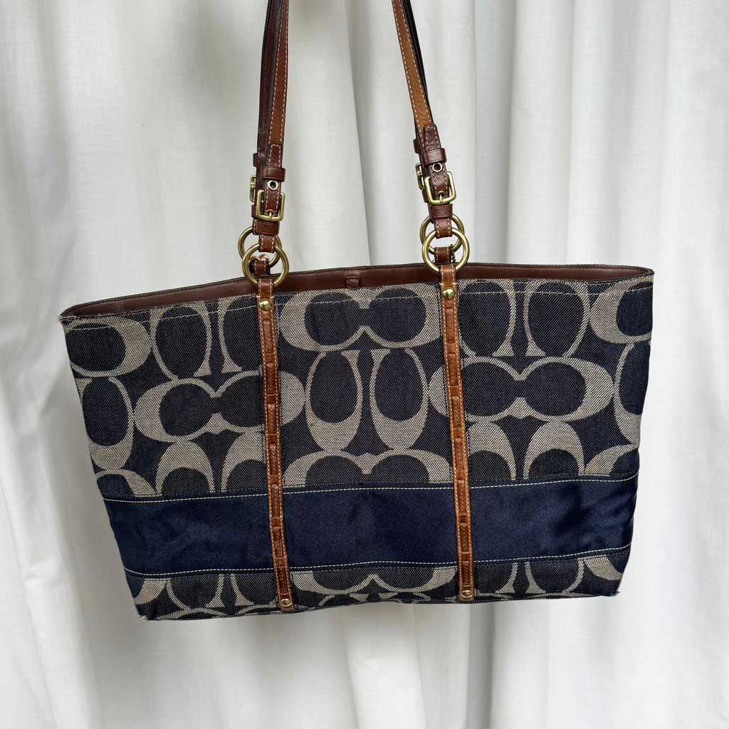 Vintage Coach Legacy Large Denim Tote Bag