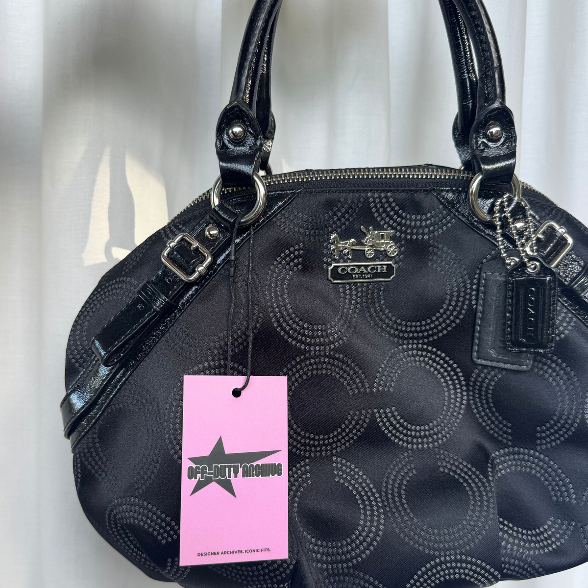Vintage Coach Black Madison Dotted Sophia Satchel Small