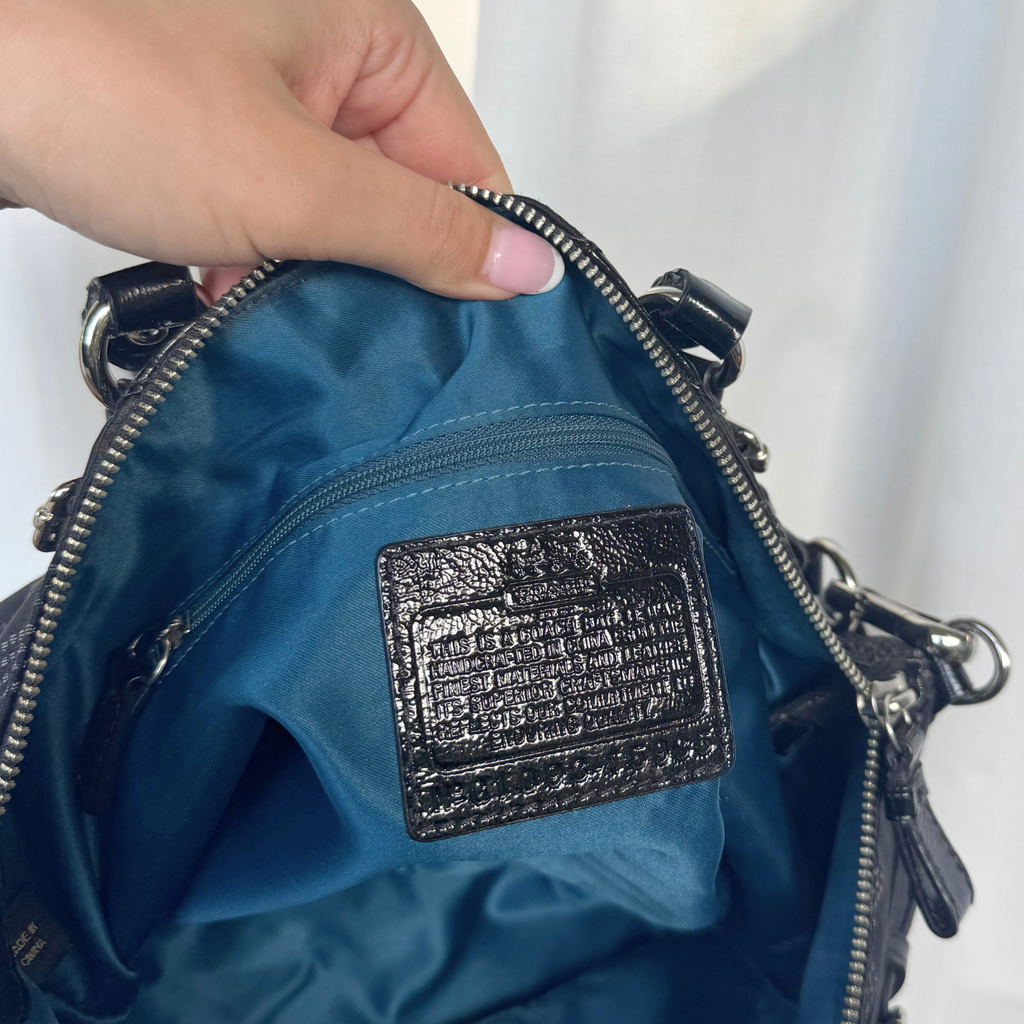 Vintage Coach Black Madison Dotted Sophia Satchel Small
