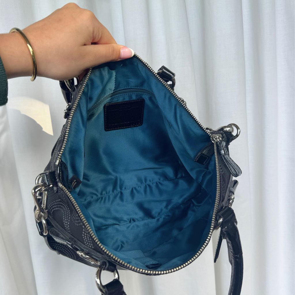 Vintage Coach Black Madison Dotted Sophia Satchel Small