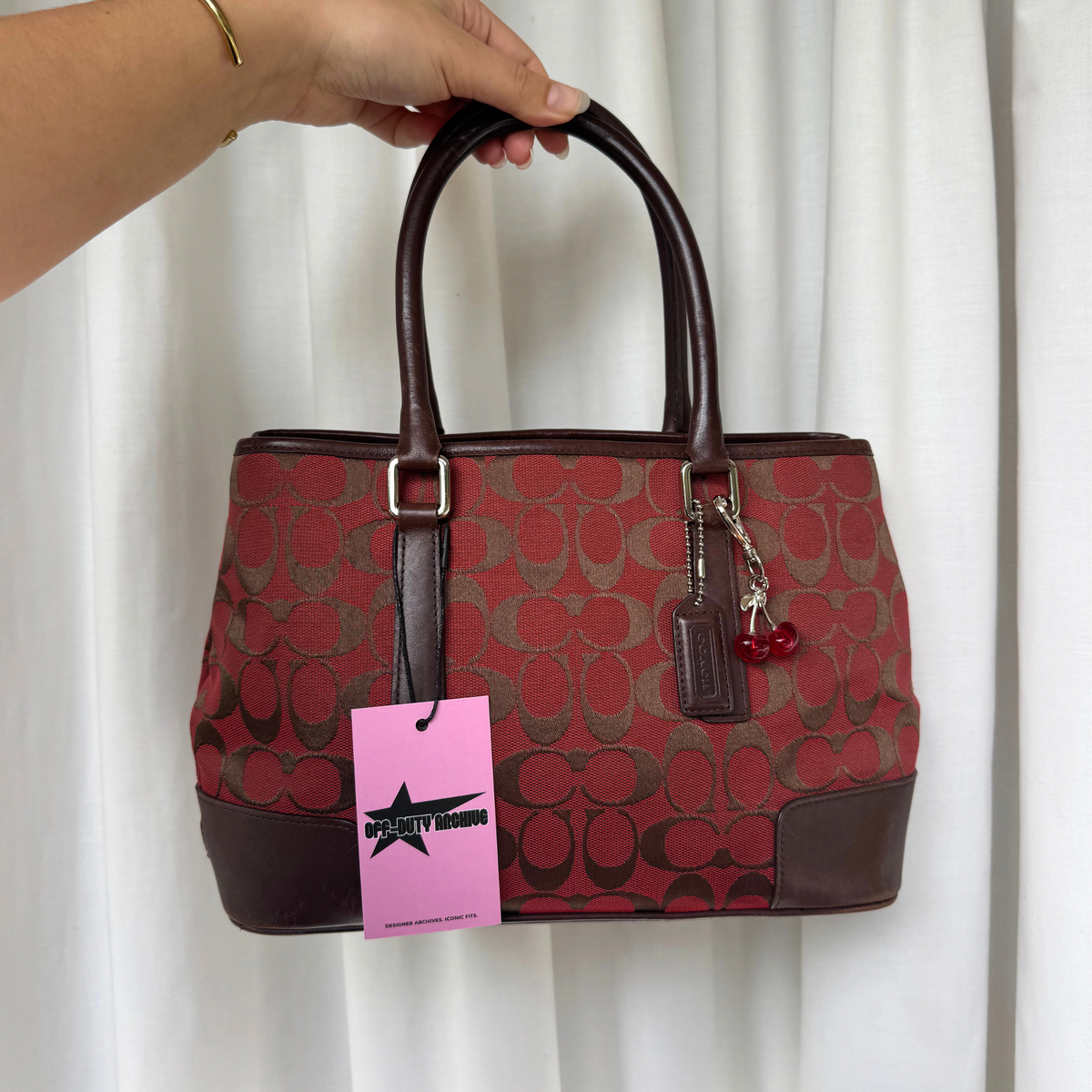 Vintage Coach Signature Jacquard Red Tote