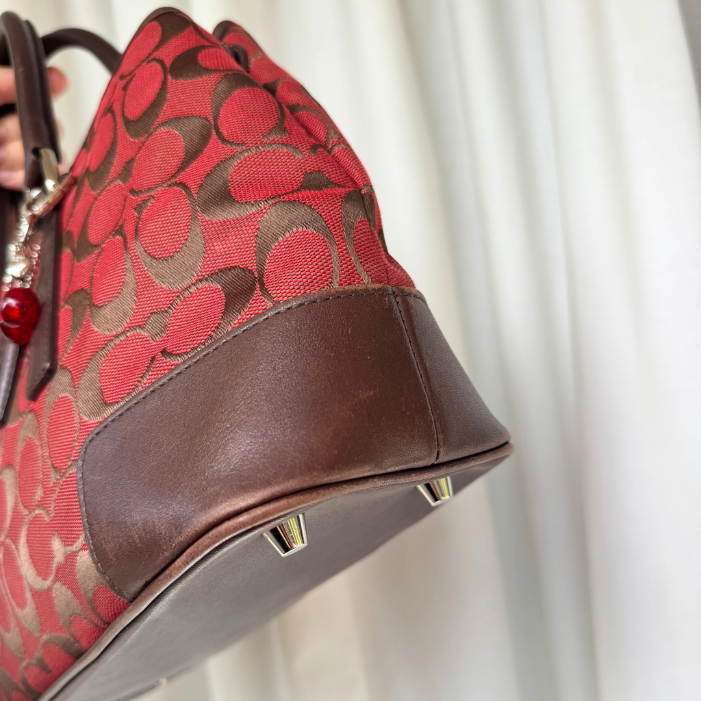 Vintage Coach Signature Jacquard Red Tote