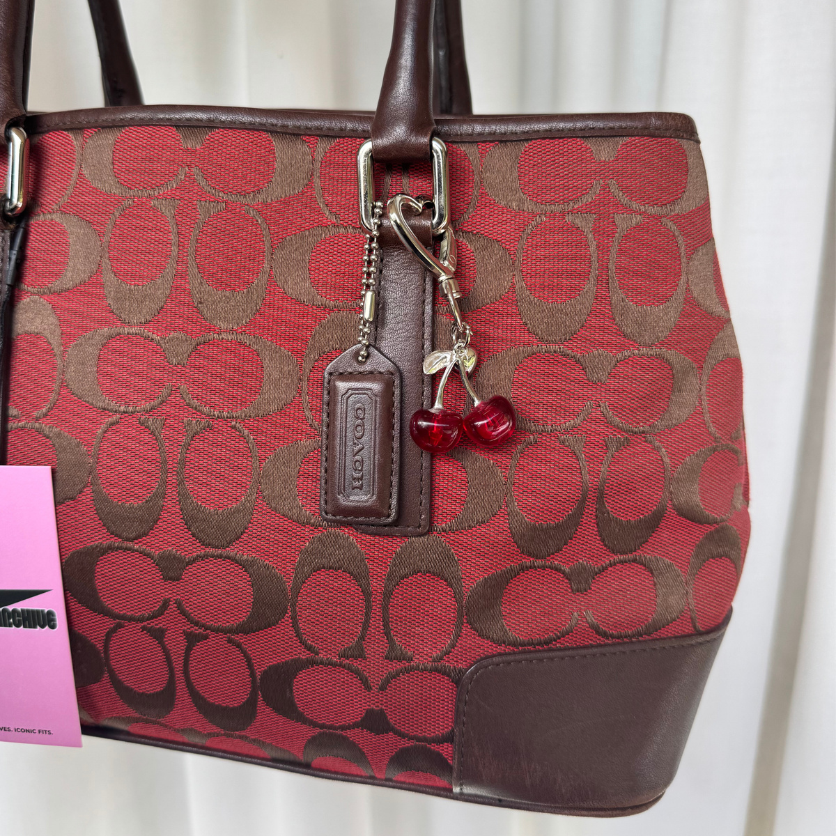 Vintage Coach Signature Jacquard Red Tote