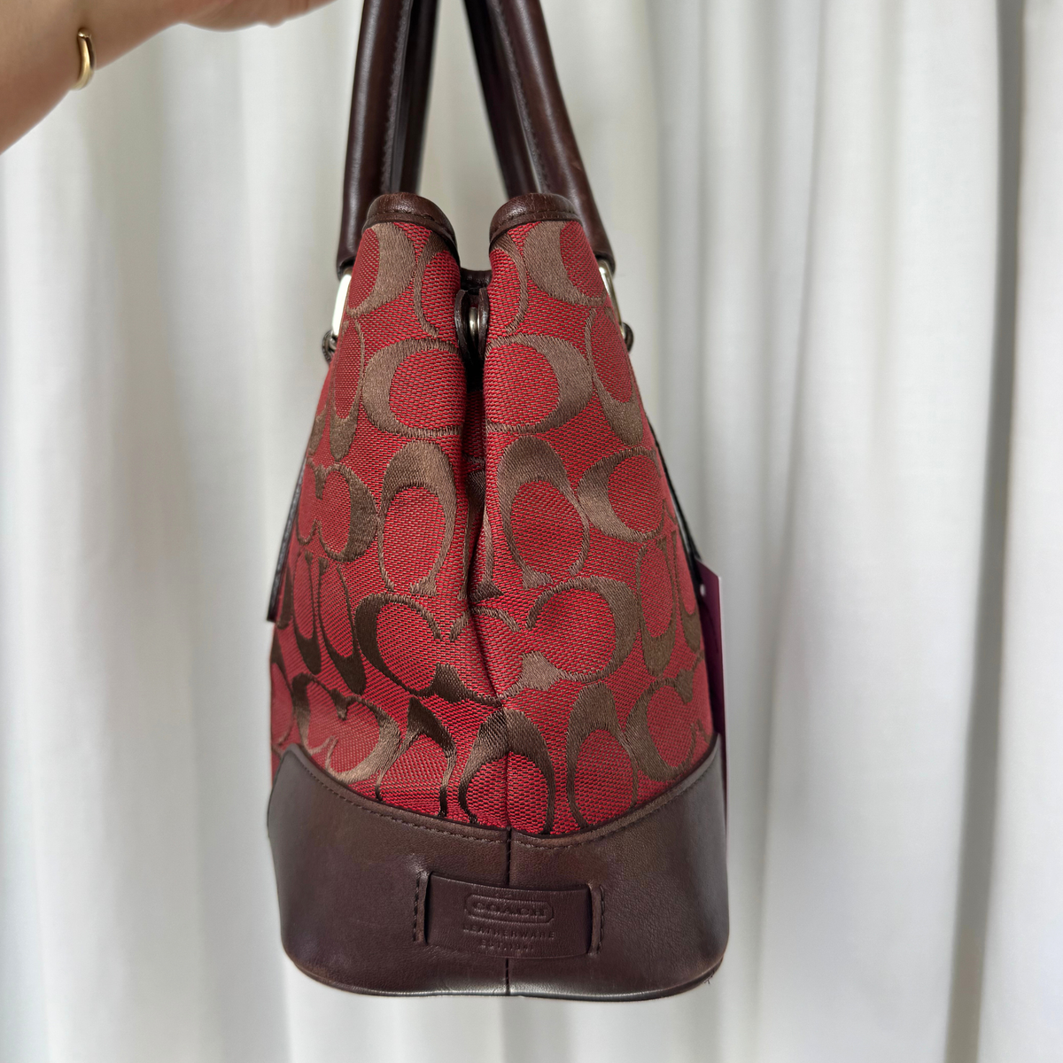 Vintage Coach Signature Jacquard Red Tote