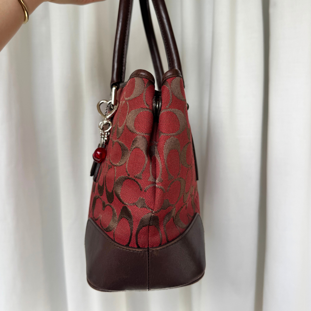 Vintage Coach Signature Jacquard Red Tote