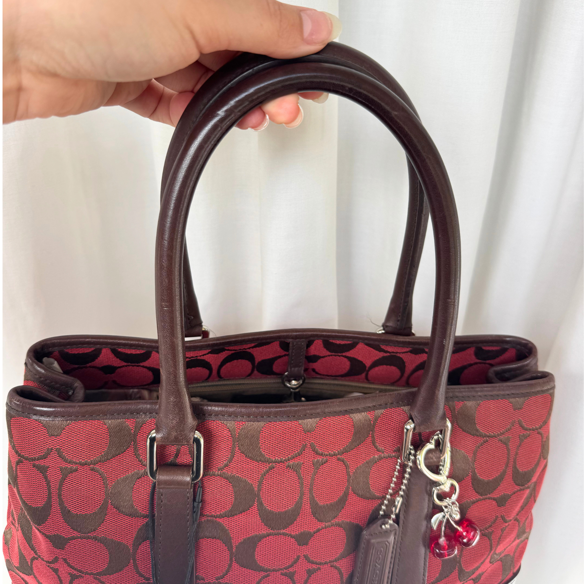Vintage Coach Signature Jacquard Red Tote