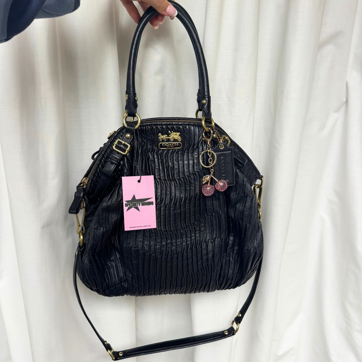 Vintage Coach Black Gathered Leather Madison Sophia Satchel Large