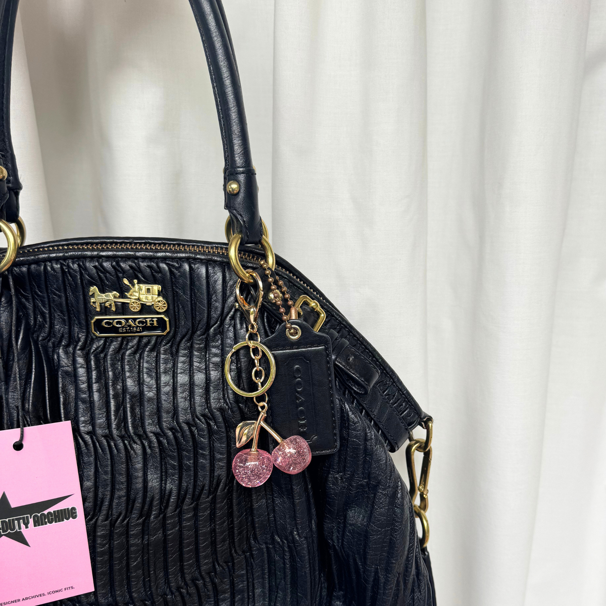 Vintage Coach Black Gathered Leather Madison Sophia Satchel Large