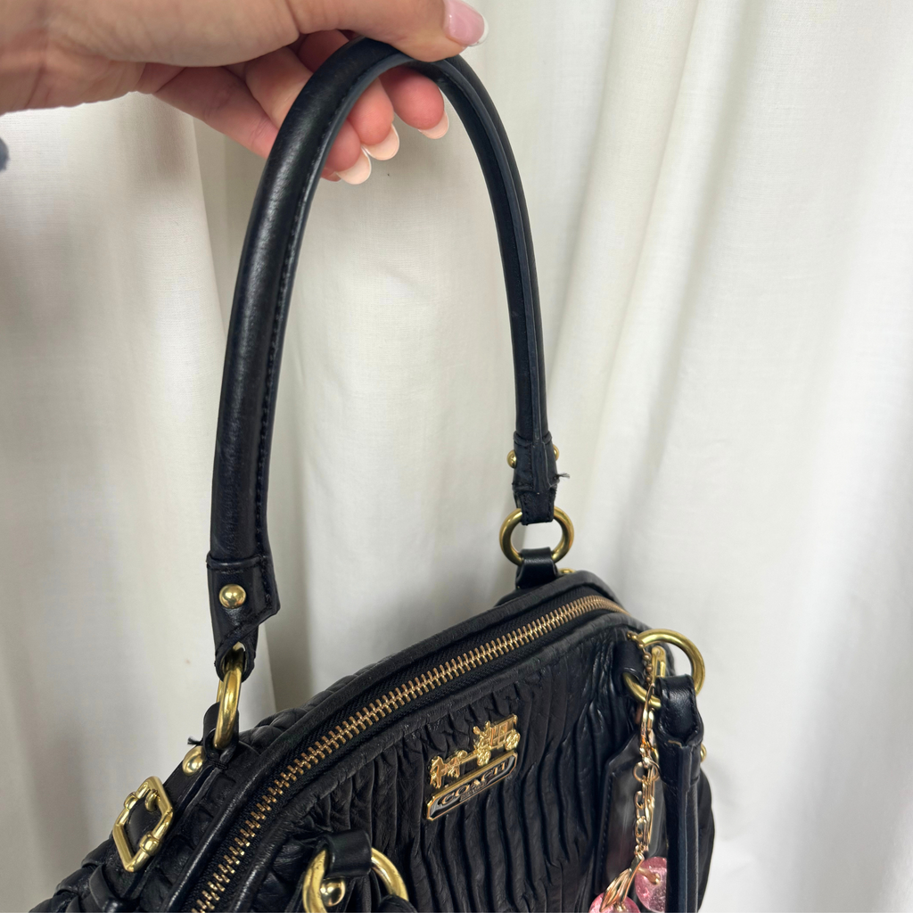 Vintage Coach Black Gathered Leather Madison Sophia Satchel Large
