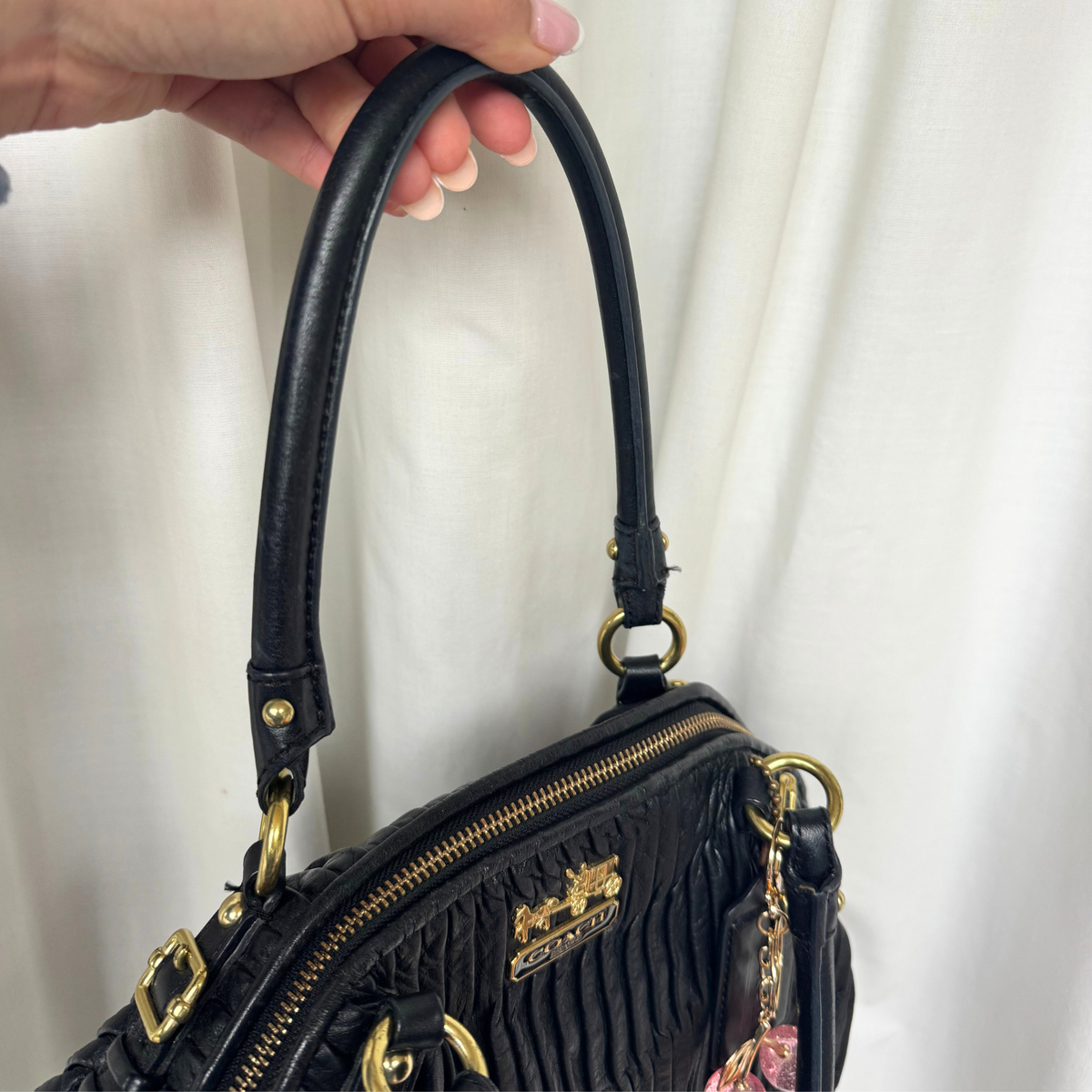 Vintage Coach Black Gathered Leather Madison Sophia Satchel Large