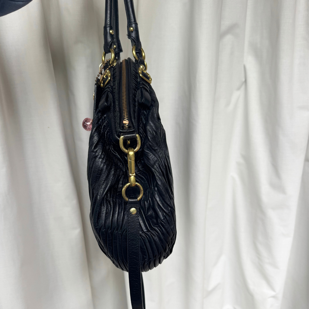 Vintage Coach Black Gathered Leather Madison Sophia Satchel Large