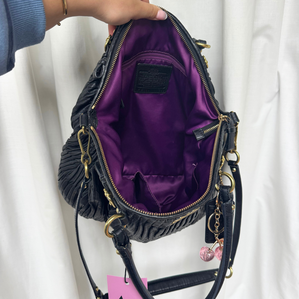 Vintage Coach Black Gathered Leather Madison Sophia Satchel Large