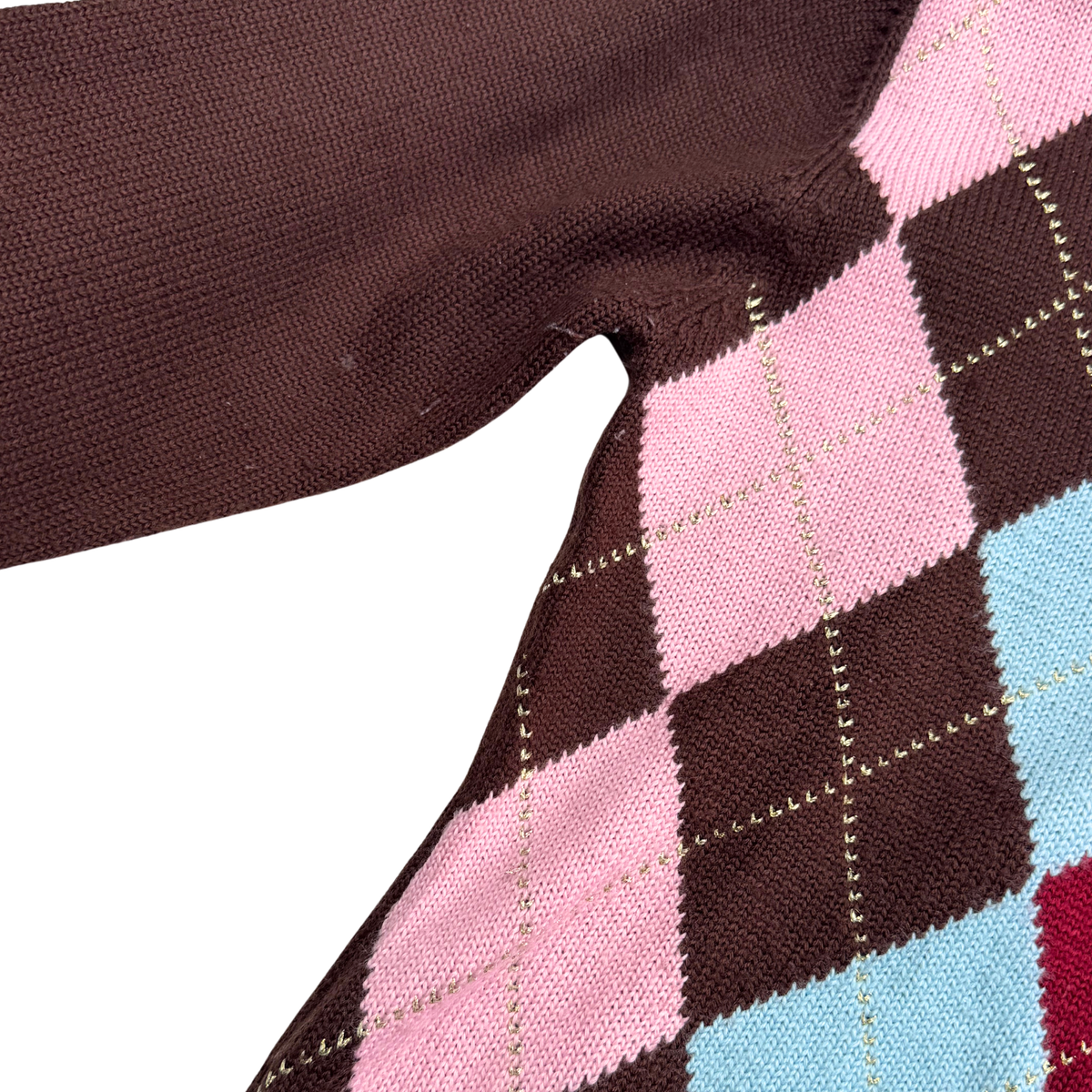 Vintage Gingham V-Neck Sweater | S |